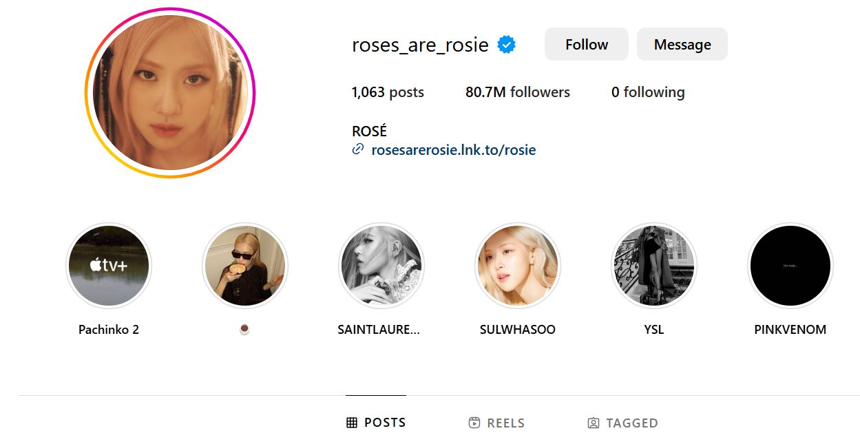 rosie most followed kpop idols on instagram